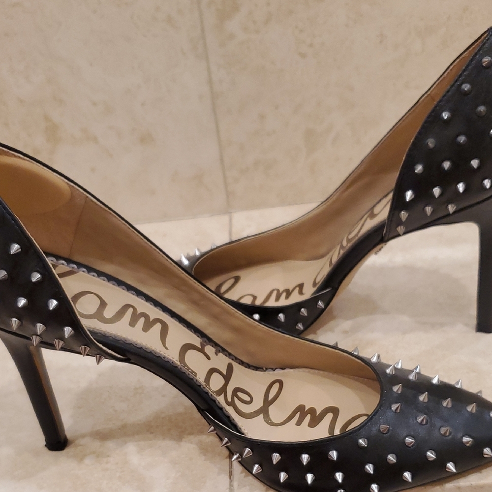 Sam Edelman Black Spike-Stud Pointed Toe Stilettos - Picture 5 of 5